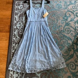 Francesca’s Sky Blue Lace Embellished Midi Dress